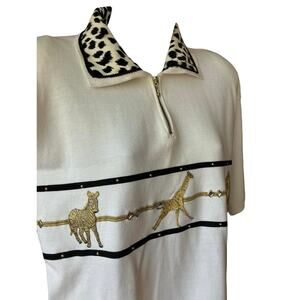 Vtg 2piece White Zebra Set